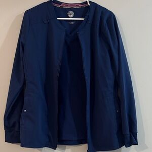 Vince Camuto Deep Blue Short Sleeve Scrub Top and Jacket